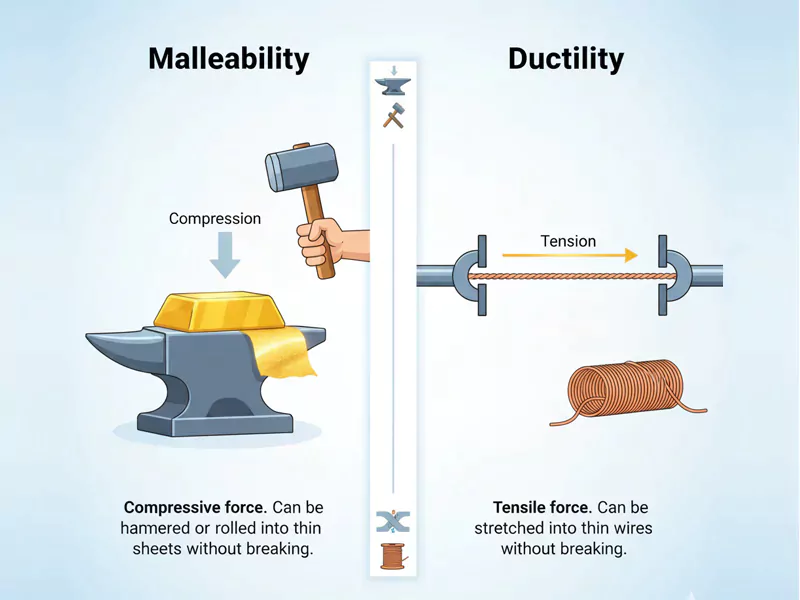 Difference Between Malleability and Ductility