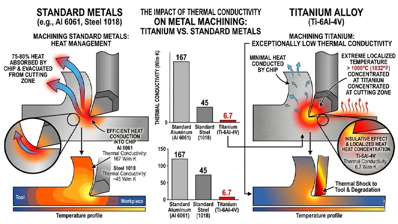 Titanium has extremely low thermal conductivity.