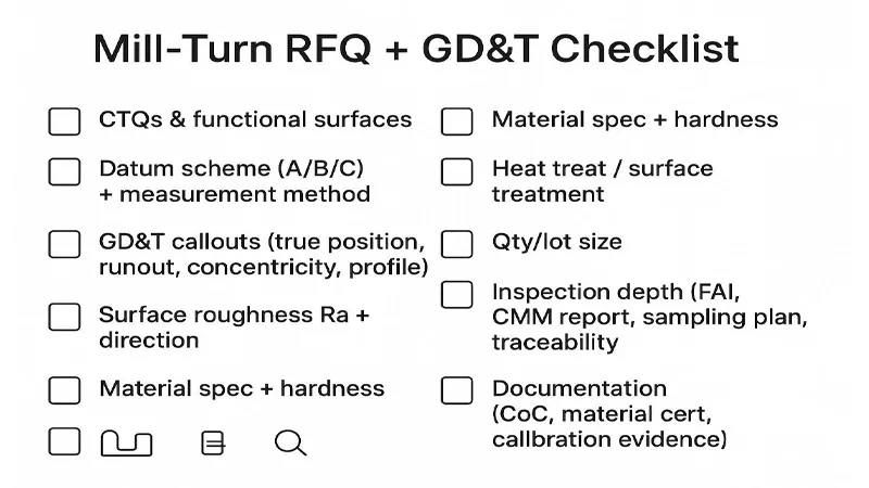 Mill-Turn RFQ + GD&T Checklist