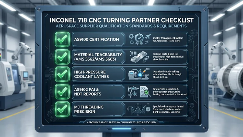 INCONEL 718 CNC TURNING PARTNER CHECKLIST INCONEL 718 CNC TURNING PARTNER CHECKLIST