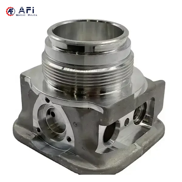 Aluminum die cast part with secondary CNC machining for precision threading.