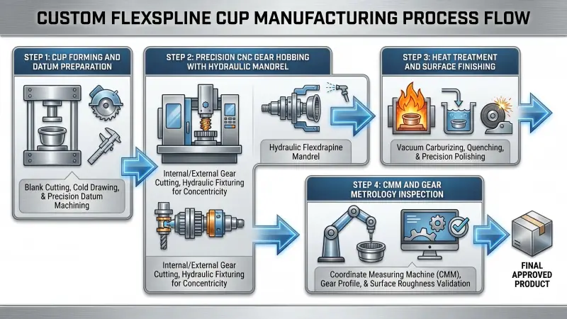 custom flexspline cup manufacturing process flow custom flexspline cup manufacturing process flow