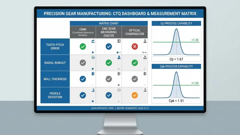 precison gear manufacturing ctq dashboard and measurement matrix precison gear manufacturing ctq dashboard and measurement matrix