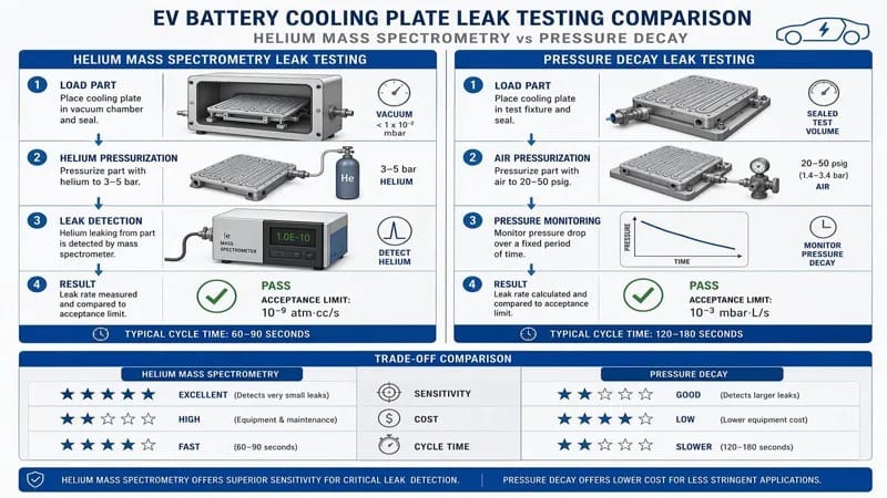 EV BATTERY COOLING PLATE LEAK TESTING COMPARISON EV BATTERY COOLING PLATE LEAK TESTING COMPARISON